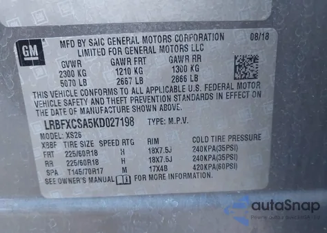 2019 Buick Envision Fwd Essence z USA, uszkodzony, nr VIN LRBFXCSA5KD027198